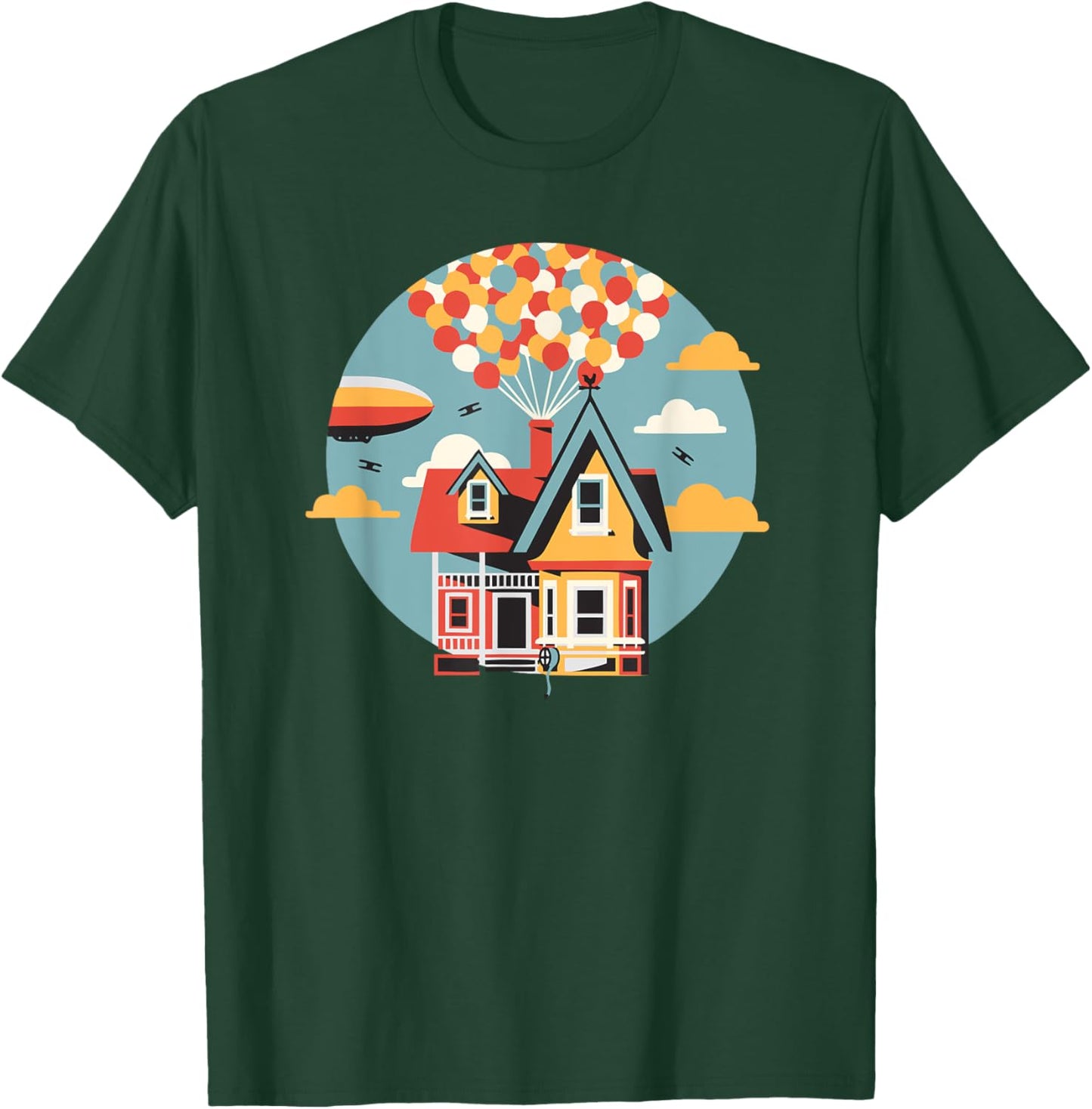 House Going Up, Balloons, Adventure is Out There, Retro T-Shirt - T-Shirt | Forest