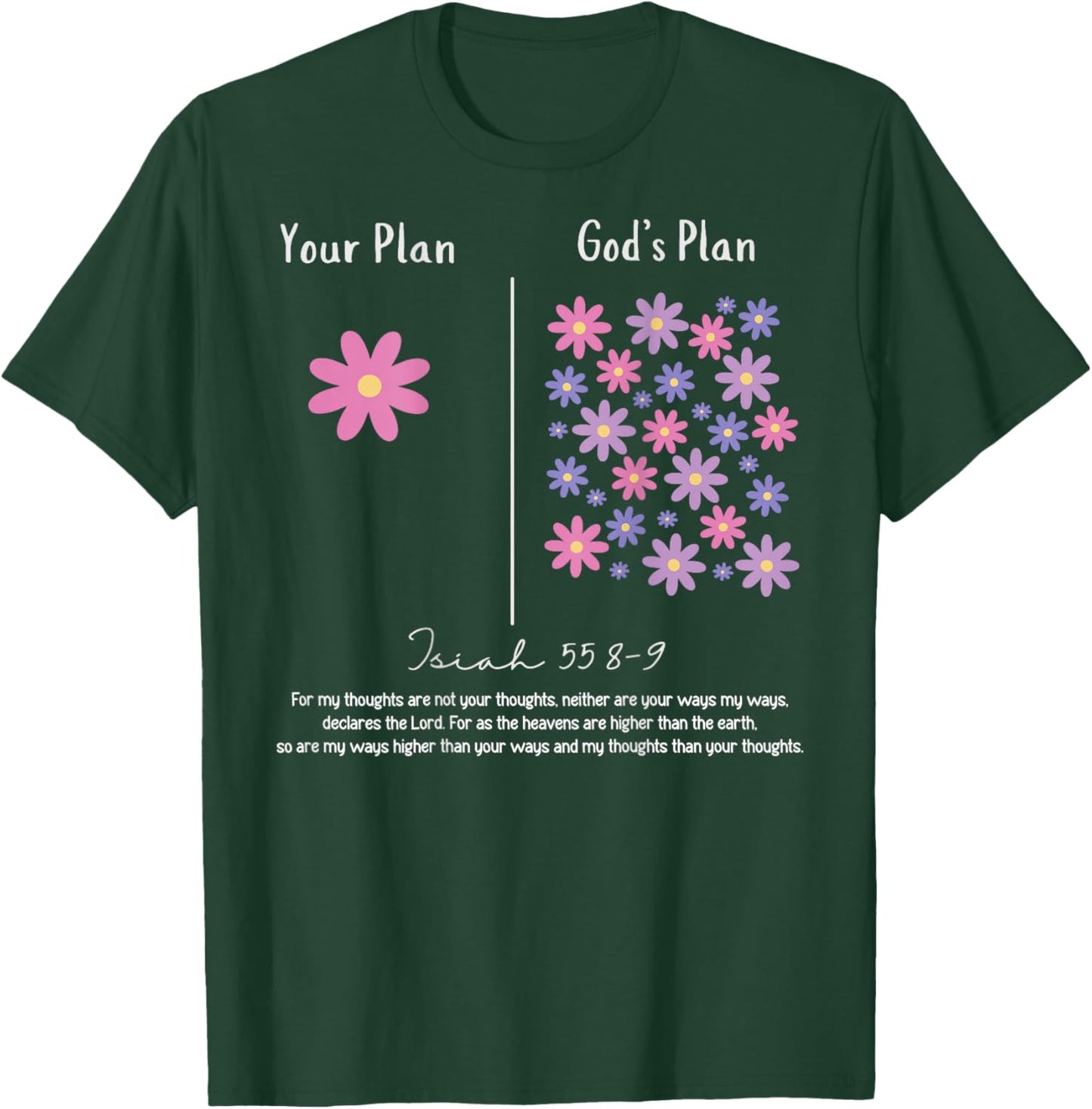 Your Plan and God's Plan Isaiah Bible Verse Faith (On Back) T-Shirt - T-Shirt | Forest