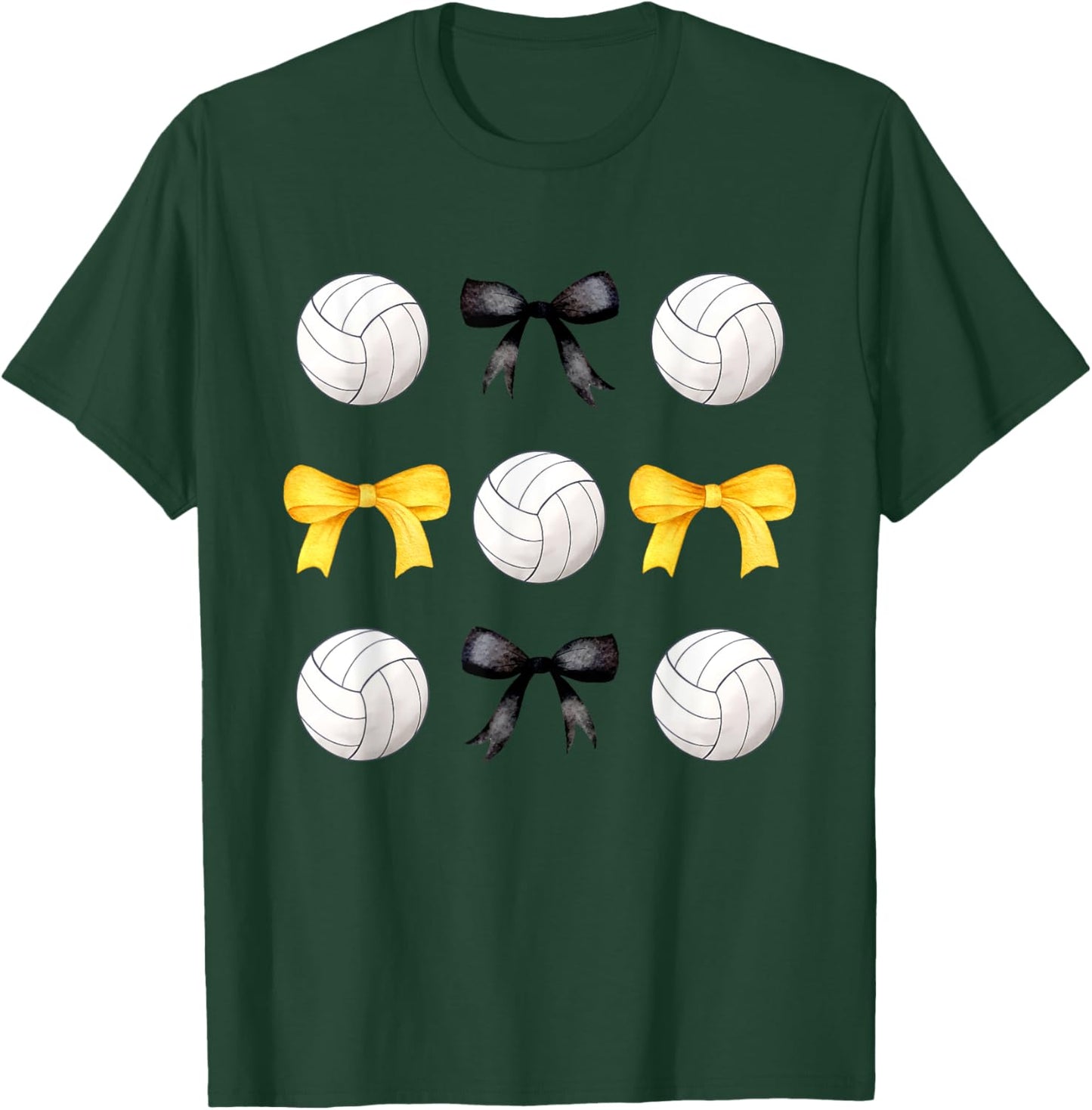 Volleyballs & Black Yellow Gold Bows Volleyball Team Player T-Shirt - T-Shirt | Forest