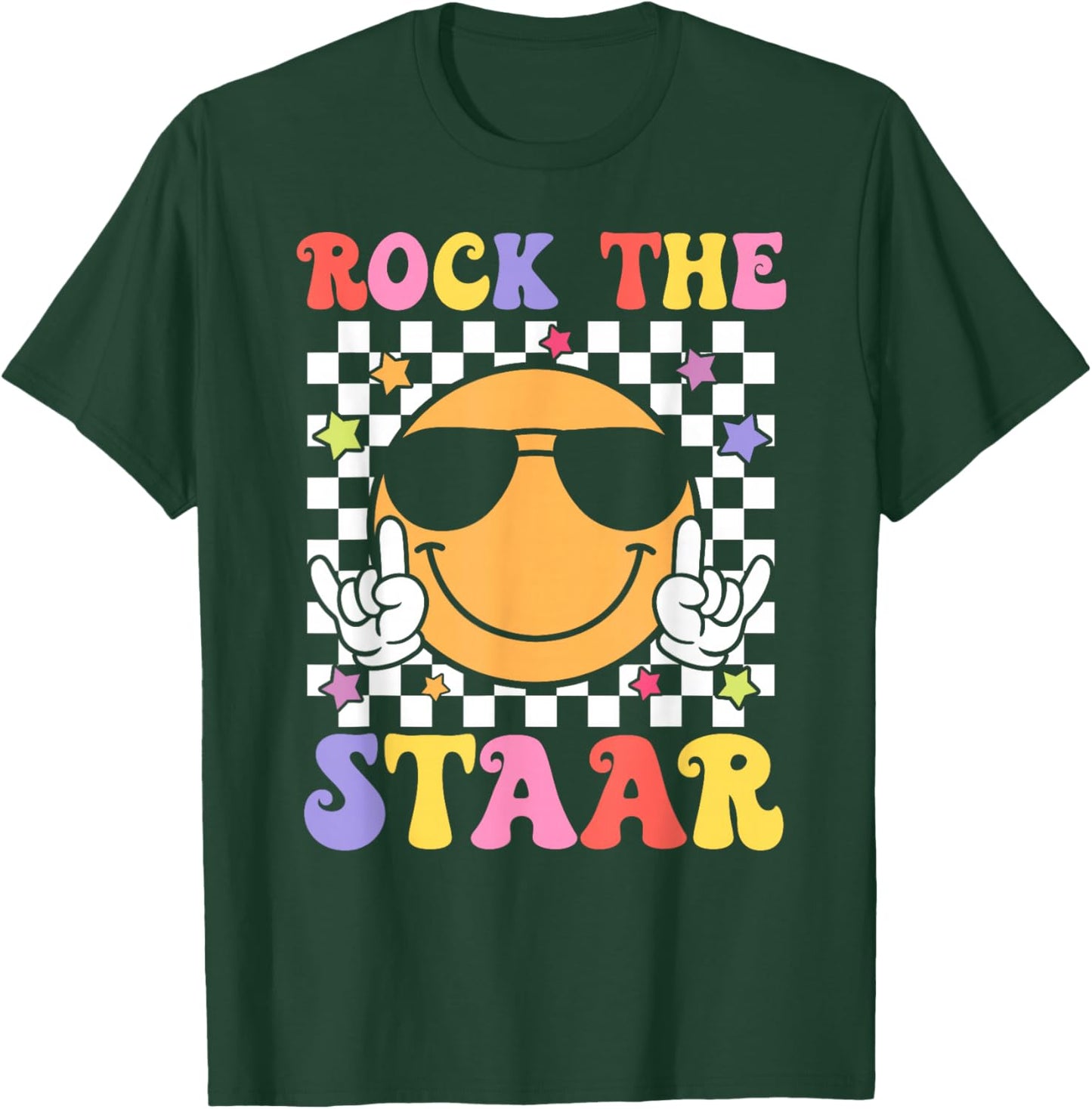 Smile Face Groovy Teacher T-Shirt - T-Shirt | Forest