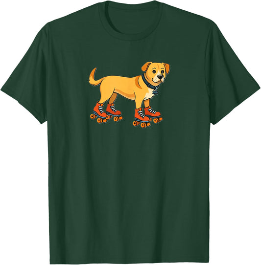 Dog on Roller Skates | Cute Funny Skating Pup T-Shirt - T-Shirt | Forest