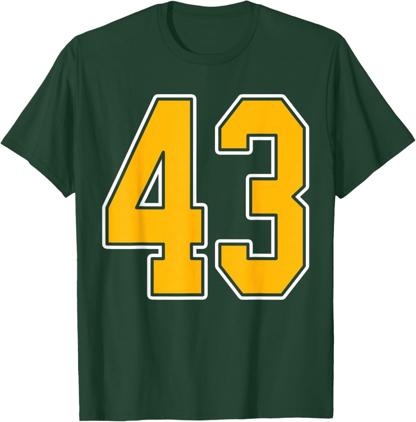 Gold and White Sports Number 43 Jersey Uniform Player T-Shirt - T-Shirt | Forest