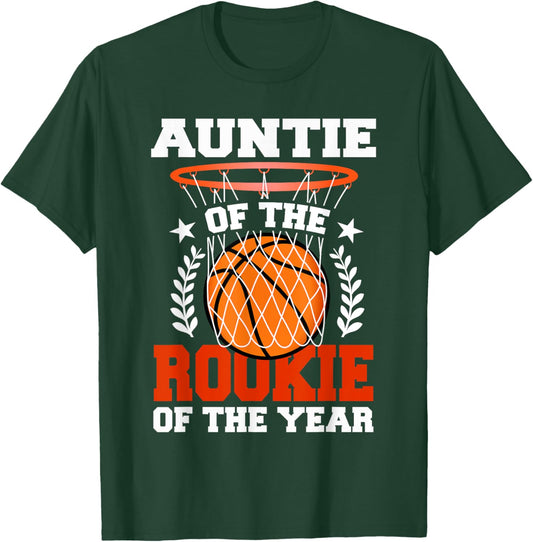 Auntie Of Rookie 1st Basketball Birthday Theme Matching T-Shirt - T-Shirt | Forest