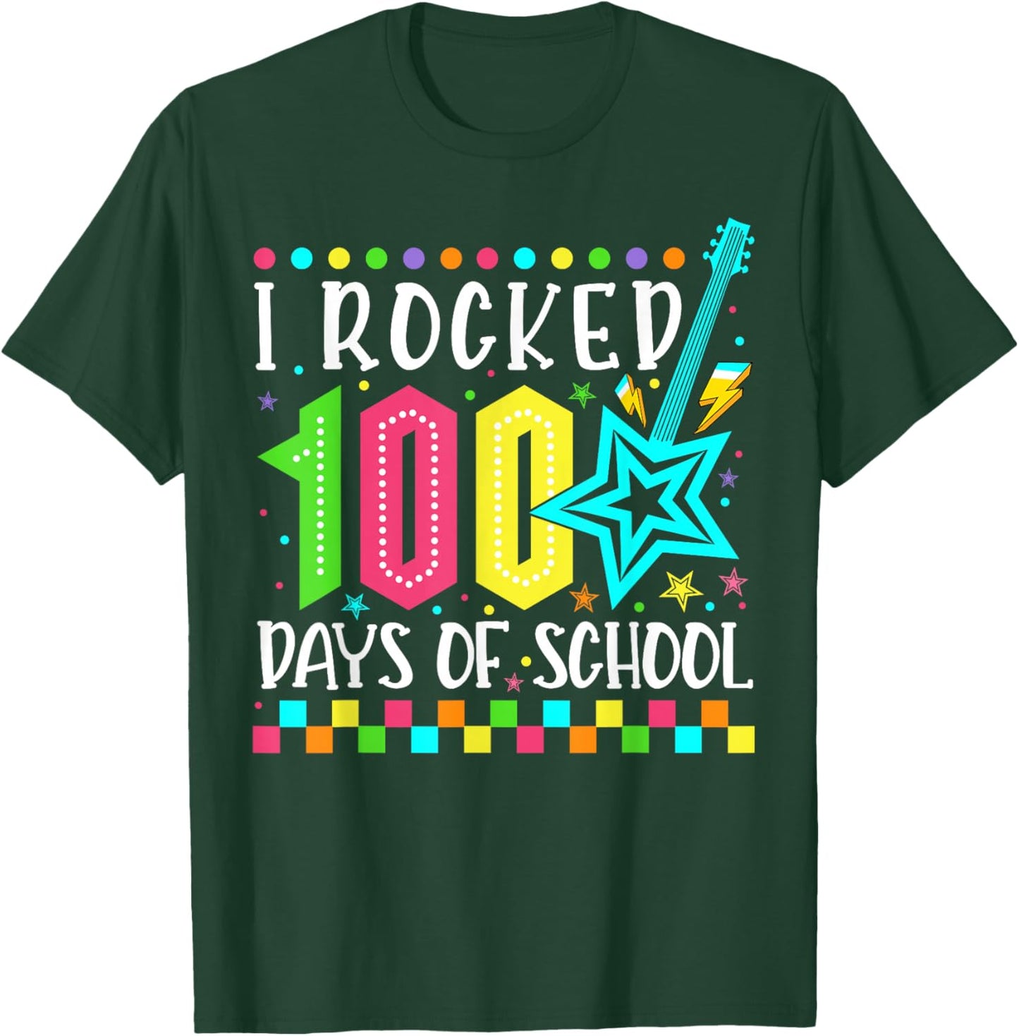 I Rocked 100 Days Of School Happy 100th Day Teacher Kids T-Shirt - T-Shirt | Forest