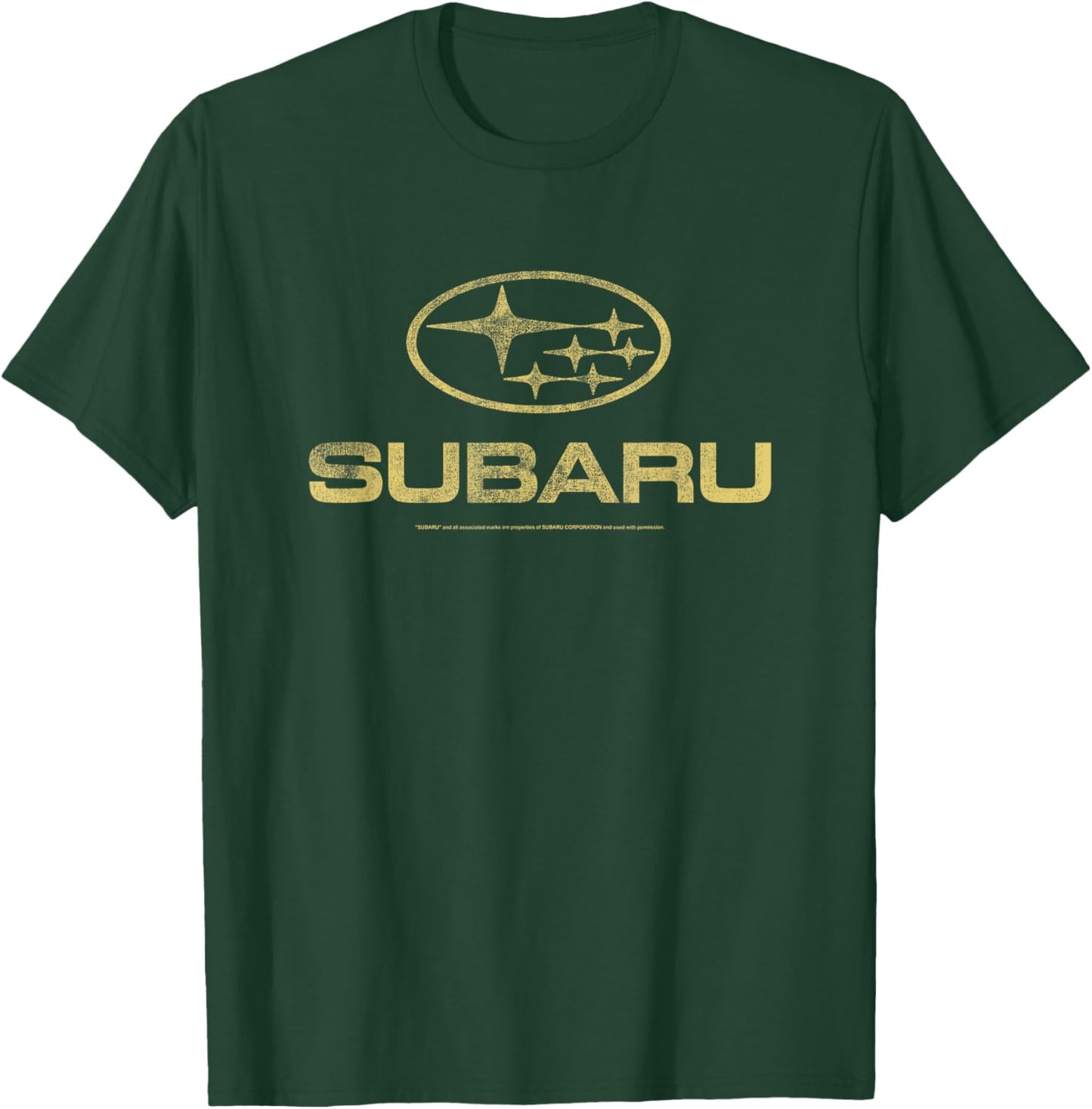 Subaru Distressed Star Logo in Yellow Car Company T-Shirt - T-Shirt | Forest