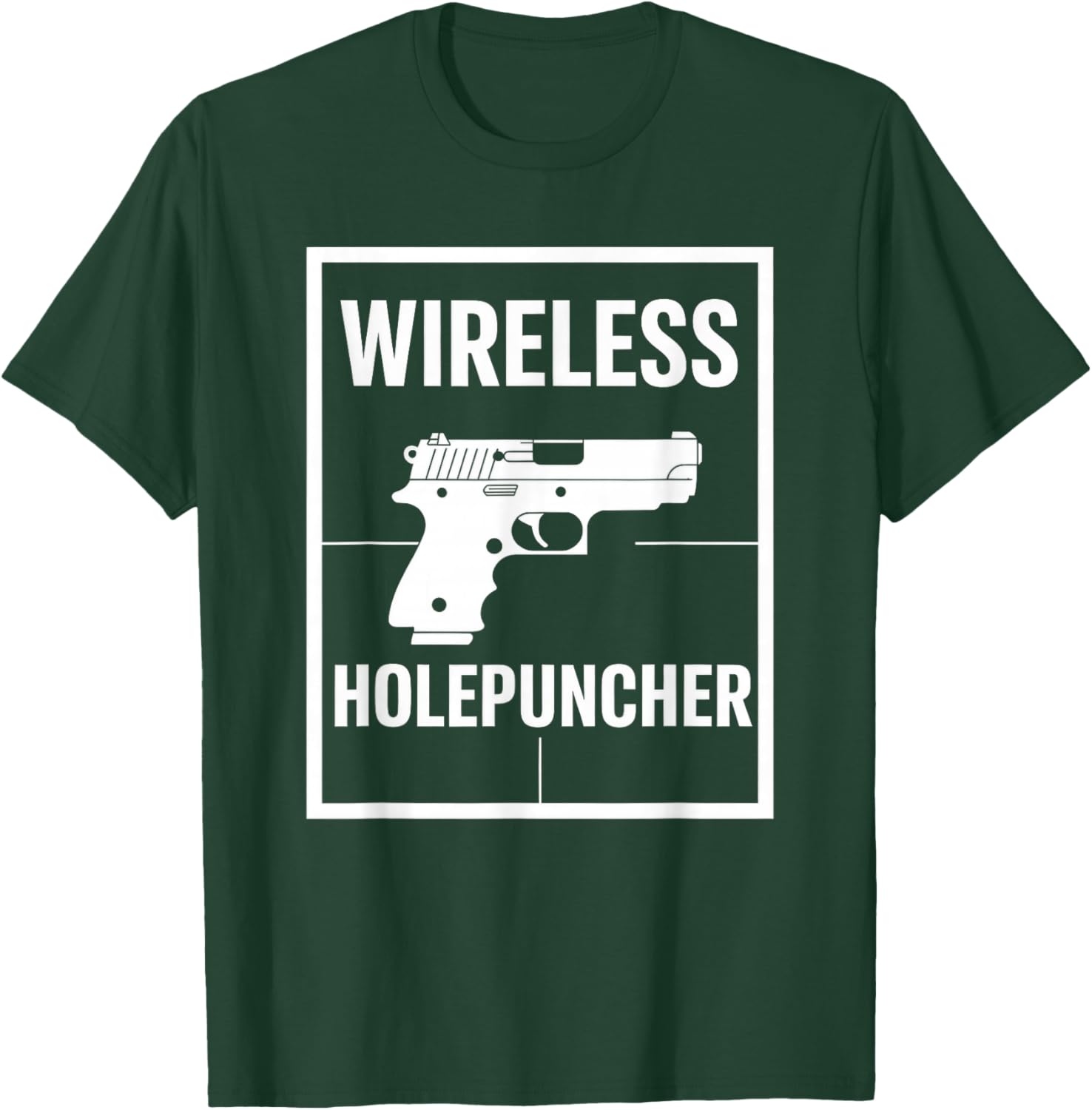 Wireless Holepuncher Weapon Silhouette T-Shirt - T-Shirt | Forest
