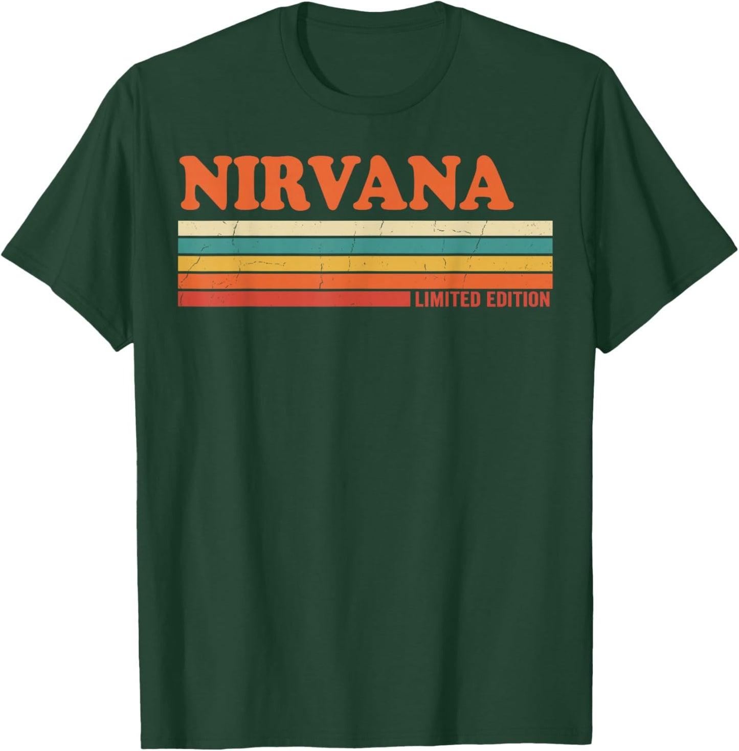 Nirvana Rétro Prénom Personnalisé Rayures Vintage T-Shirt - T-Shirt | Forest
