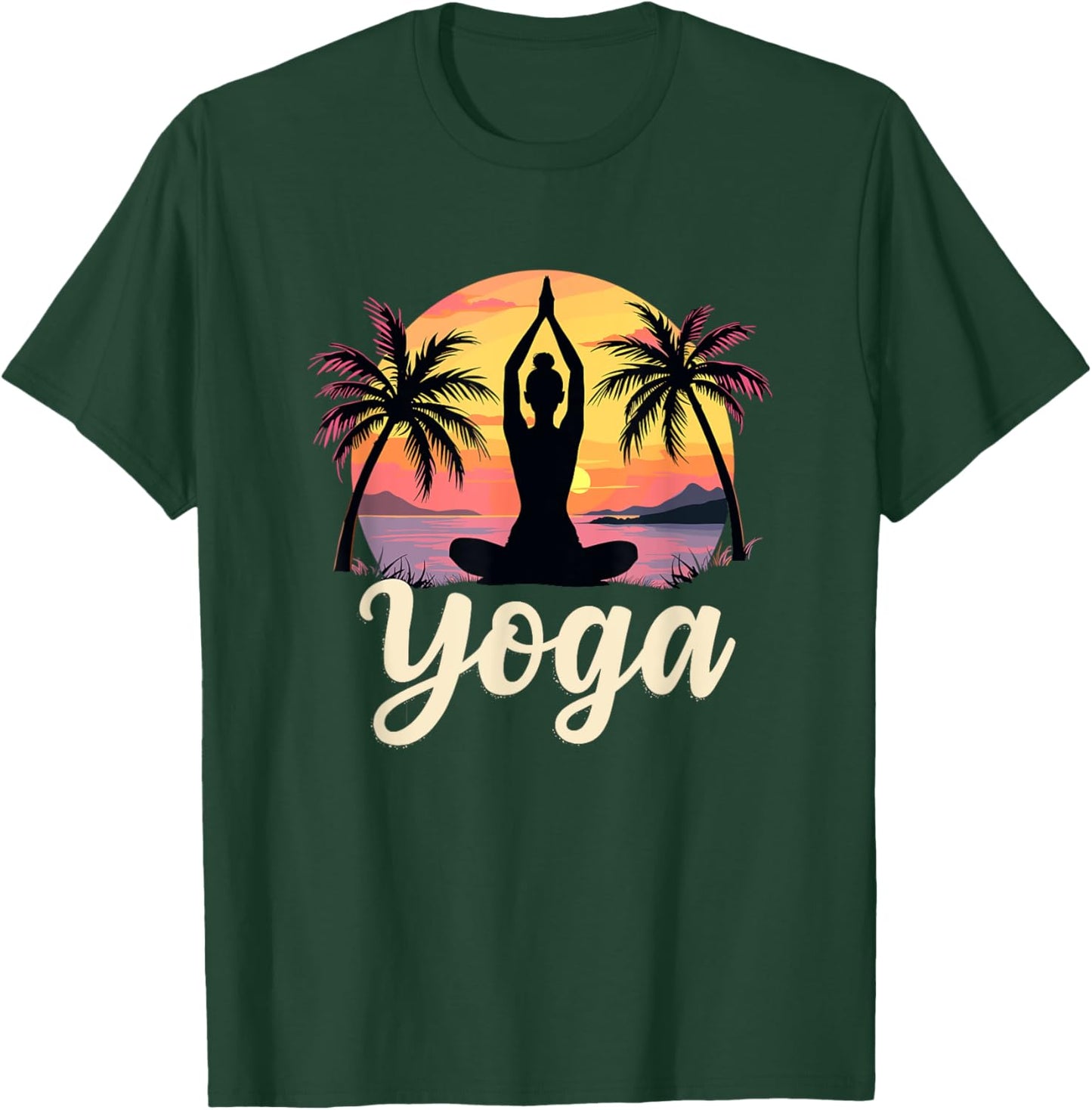 Sunsets And Yoga Meditation - Namaste Vintage Yoga T-Shirt - T-Shirt | Forest