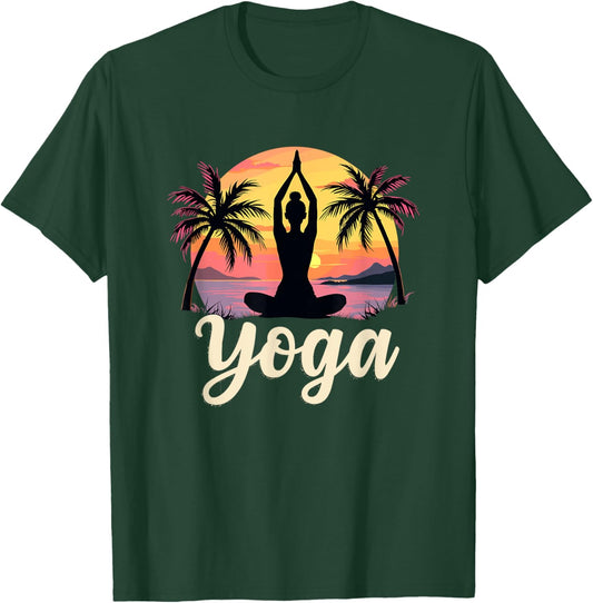 Sunsets And Yoga Meditation - Namaste Vintage Yoga T-Shirt - T-Shirt | Forest