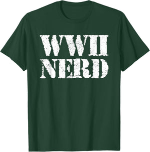 WWII Nerd Silhouette Jet Historical Military Theme T-Shirt - T-Shirt | Forest
