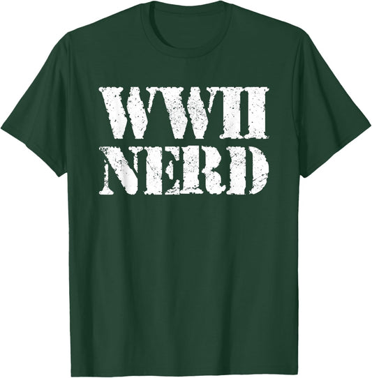 WWII Nerd Silhouette Jet Historical Military Theme T-Shirt - T-Shirt | Forest