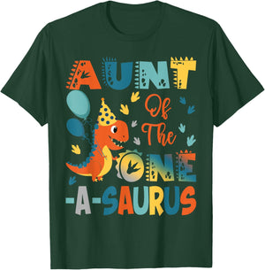 Aunt Of The One-A-Saurus 2Nd Birthday Dinosaur Party T-Shirt - T-Shirt | Forest