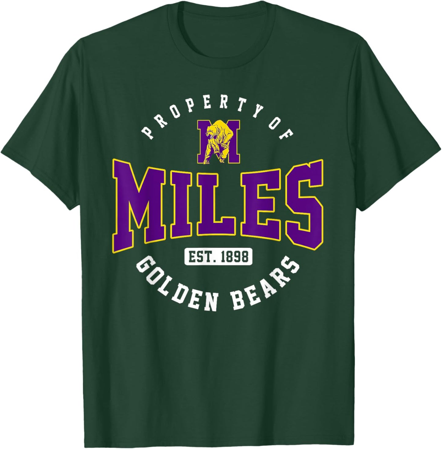 Property of Miles College Athletics Arch Vintage Design T-Shirt - T-Shirt | Forest