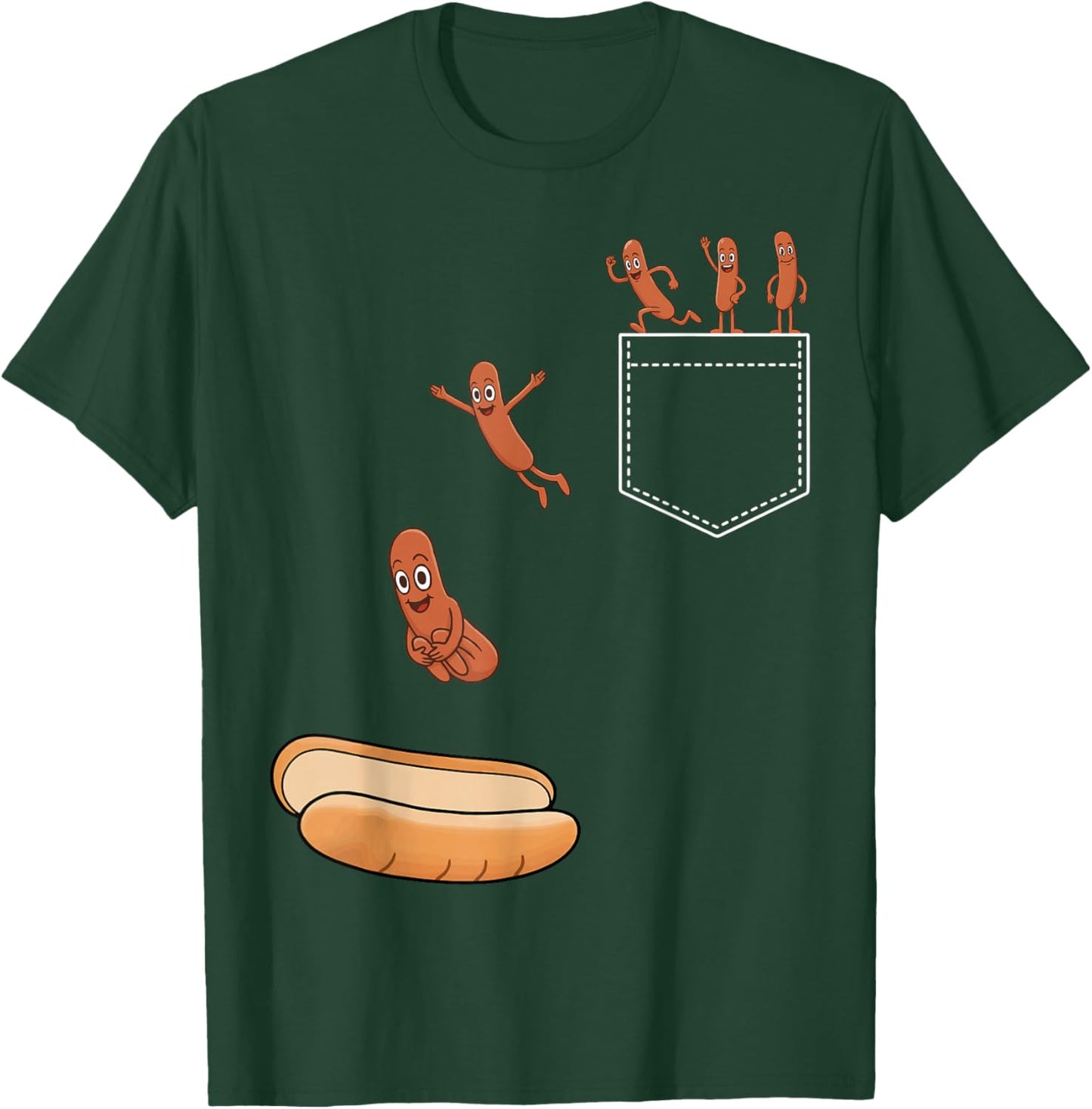 Hotdog Jumping Into Bun Funny BBQ Grilling T-Shirt - T-Shirt | Forest