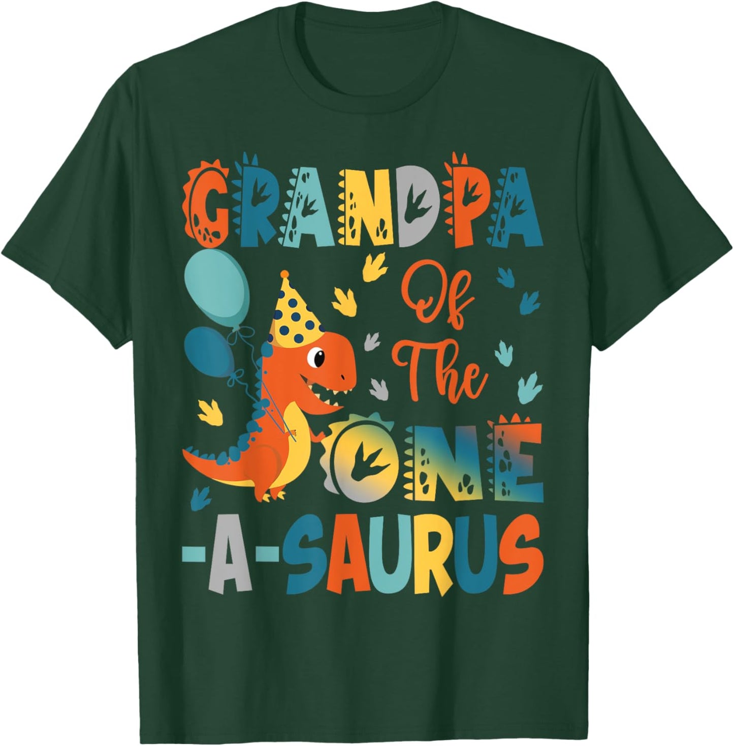 Grandpa Of The One-A-Saurus 2Nd Birthday Dinosaur Party T-Shirt - T-Shirt | Forest