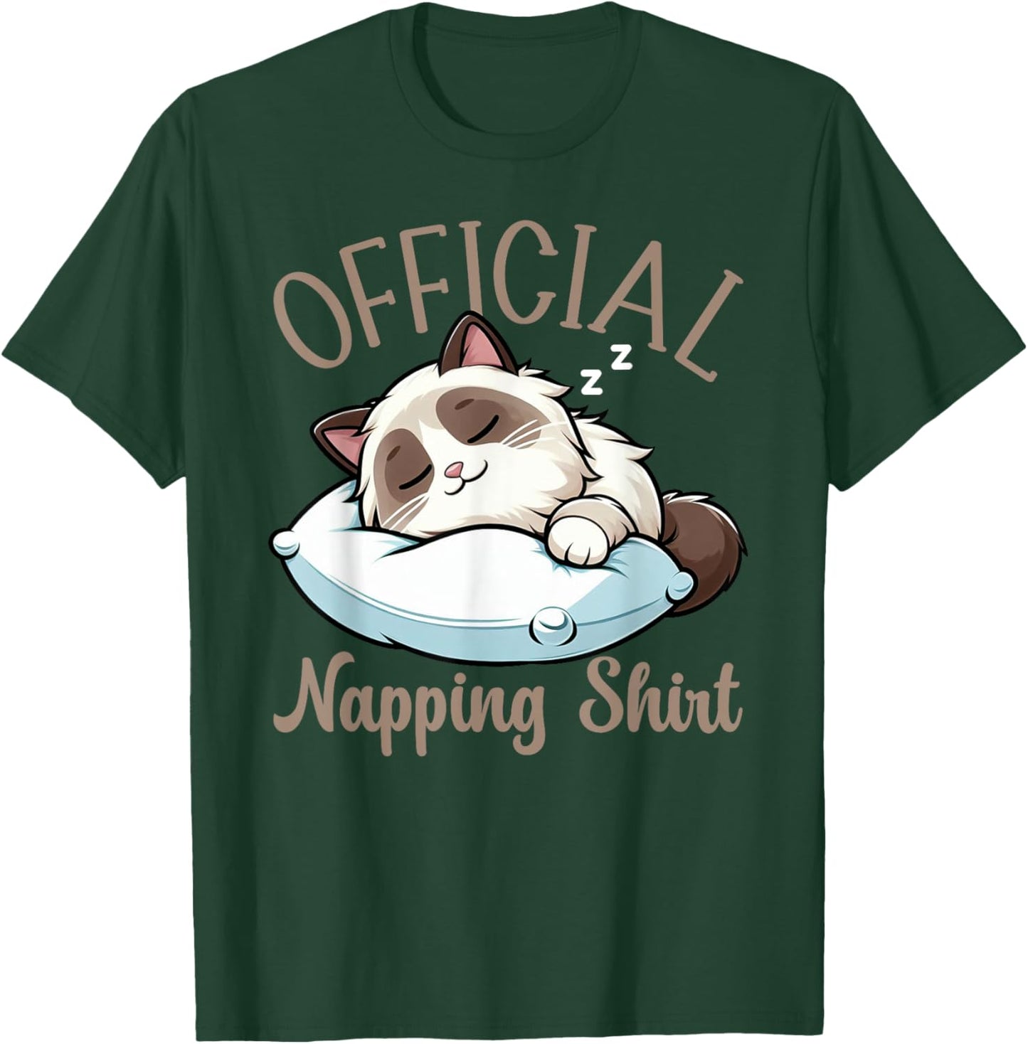 Official Sleepshirt Ragdoll Cat Funny Lazy Sleepyheads Nap T-Shirt - T-Shirt | Forest