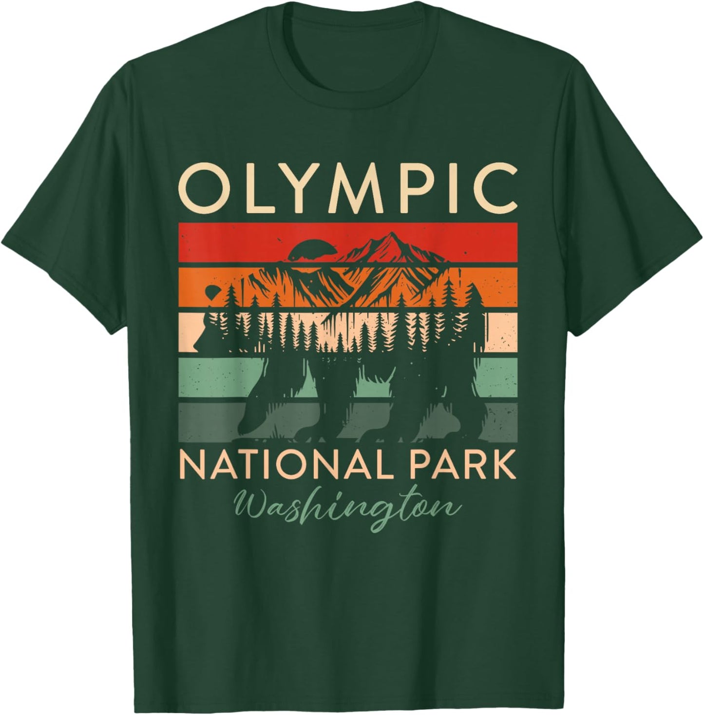 Retro Vintage Olympic National Park for kids Hiking Camping T-Shirt - T-Shirt | Forest