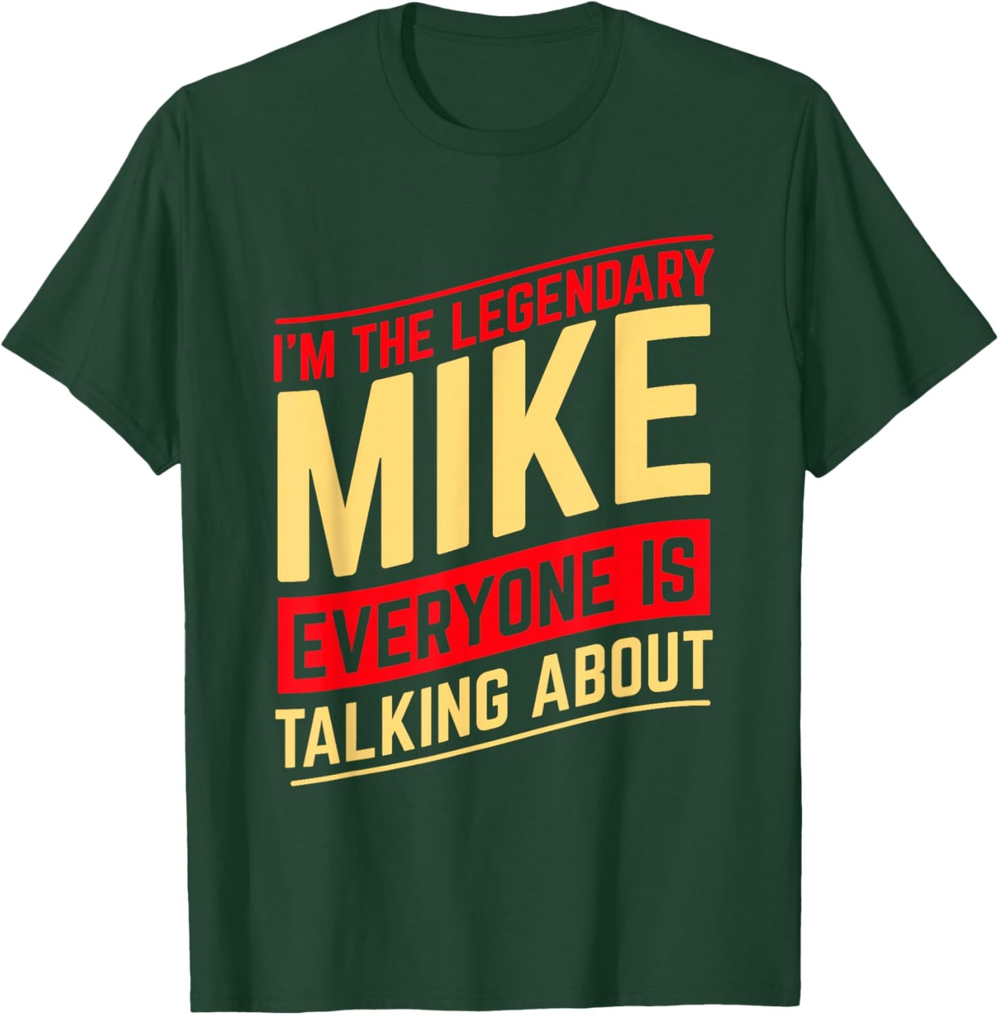 Mike Custom Name Design -Adults Black Cotton Polyester Small Short Sleeve Straight Fit Mock Collar Christmas Birthday Funny Mike Name First Name I'm The Legendary Mike T-Shirt - T-Shirt | Forest