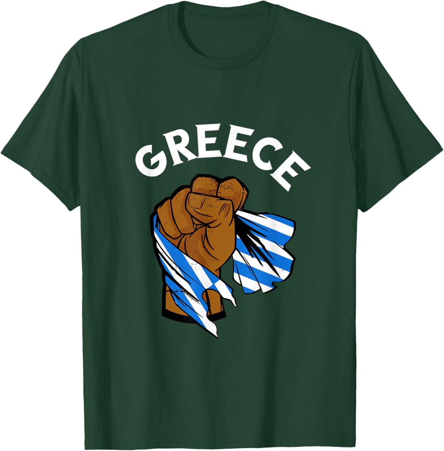 Greek Pride Handfist Greek Roots Greece Flag Hellenes T-Shirt - T-Shirt | Forest