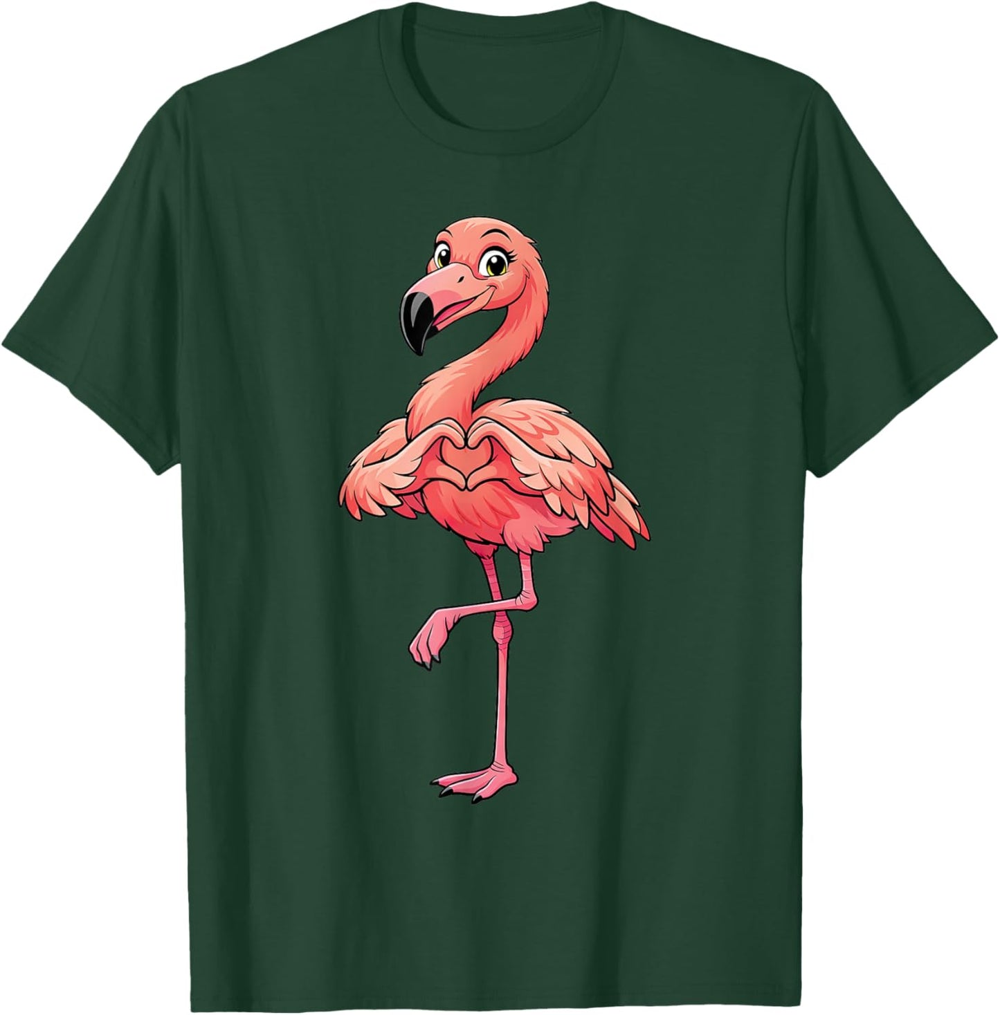 Flamingo with Heart Cute Pink Flamingo with Heart Symbol T-Shirt - T-Shirt | Forest