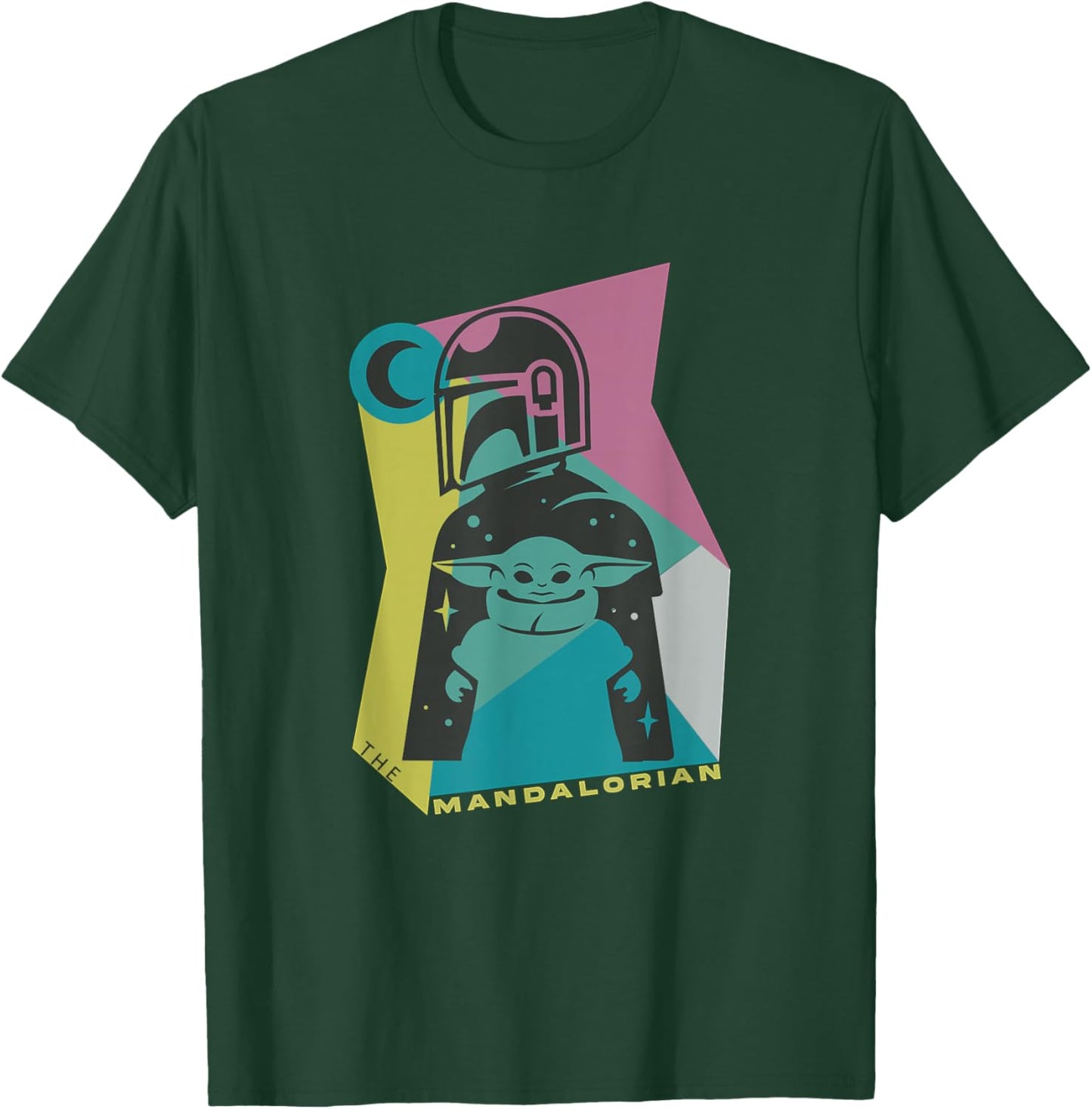 Star Wars The Mandalorian Grogu And Din Djarin Neon Retro T-Shirt - T-Shirt | Forest
