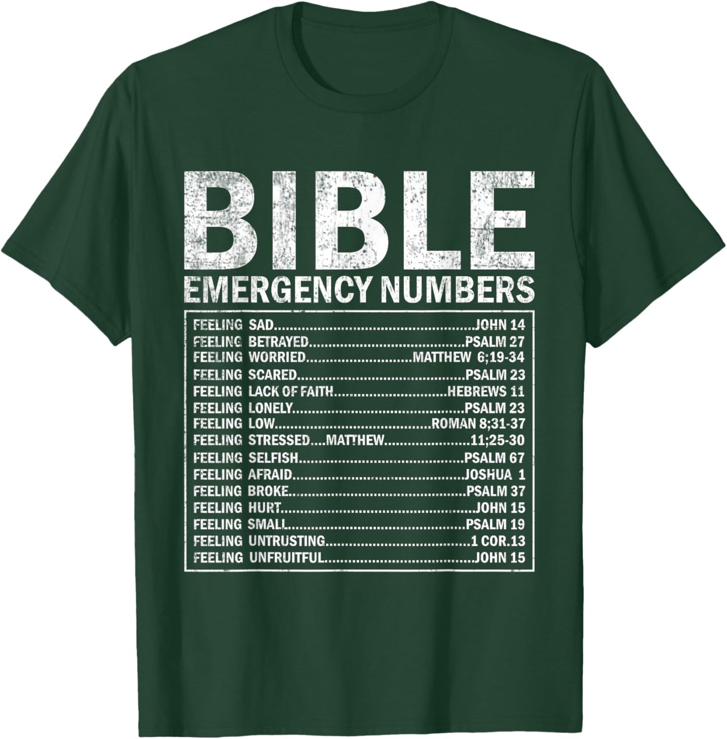 Christian Bible Emergency Numbers Cute Christian T-Shirt - T-Shirt | Forest