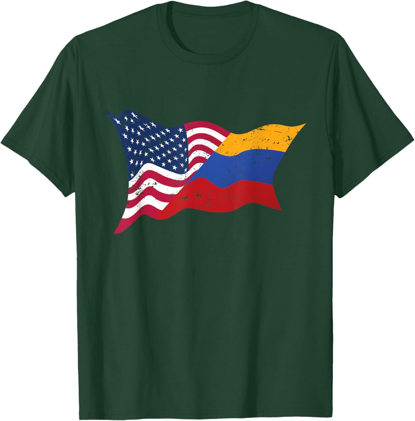 Colombia Dual Citizen American USA Flag Colombian Gift T-Shirt - T-Shirt | Forest