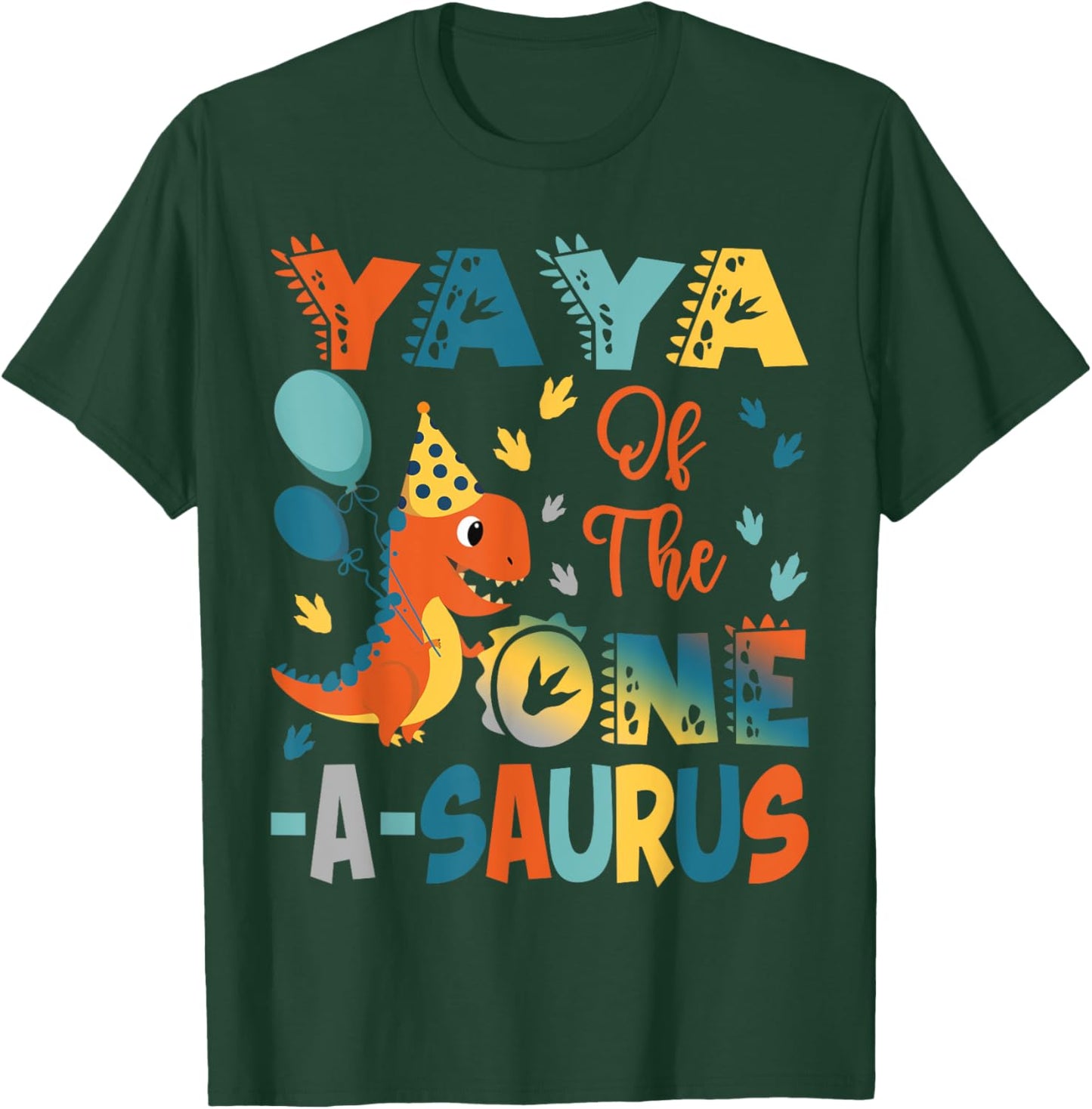 Yaya Of The One-A-Saurus 2Nd Birthday Dinosaur Party T-Shirt - T-Shirt | Forest