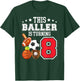 8th Birthday Sports Birthday Theme 8 Year Old Boy T-Shirt - T-Shirt | Forest