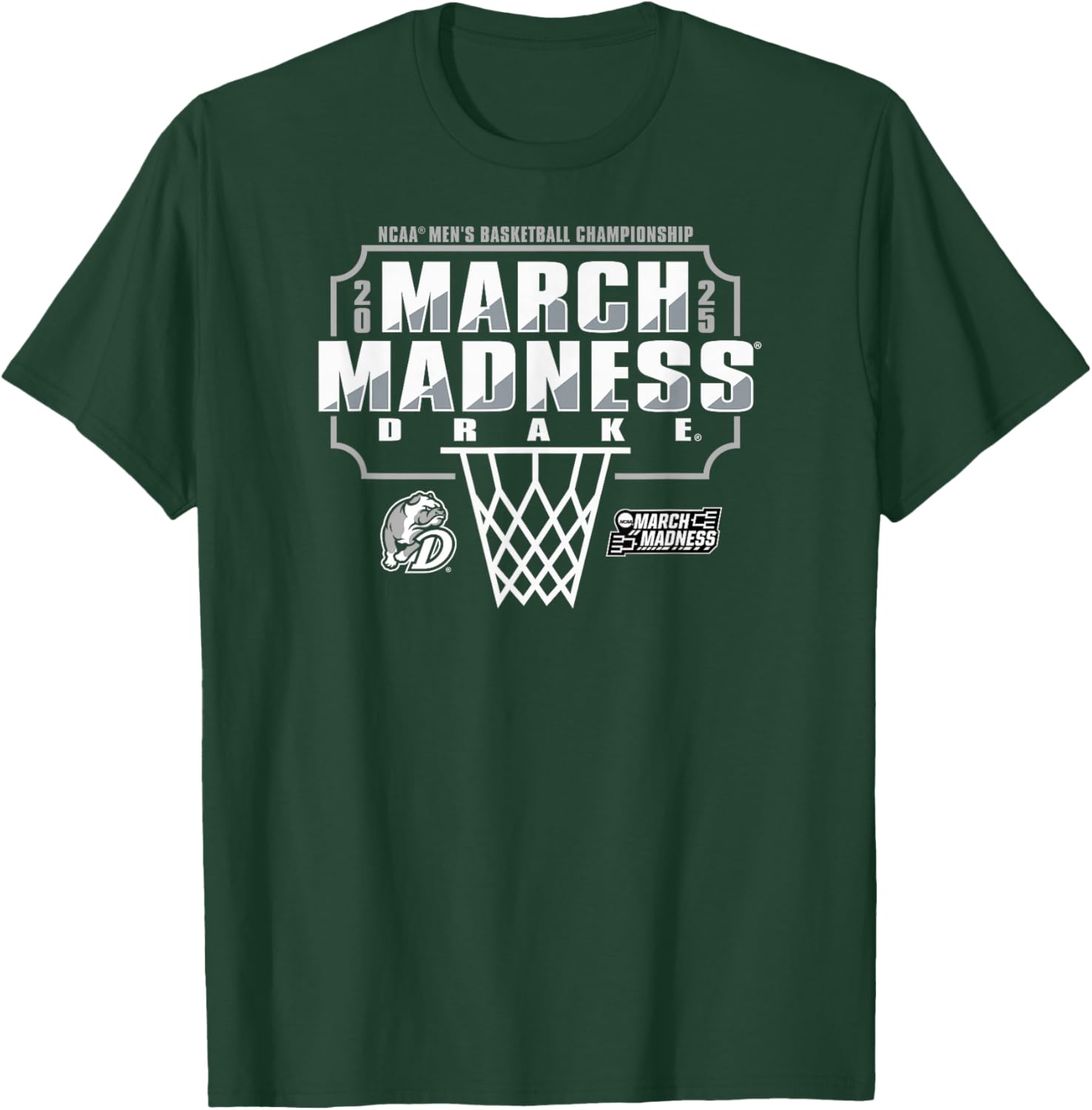 Drake Bulldogs March Madness 2025 Men's Basketball Royal T-Shirt - T-Shirt | Forest