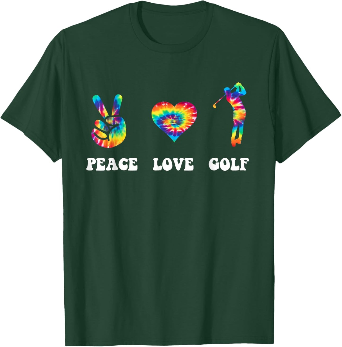Peace Love Golf Funny Tie Dye Golf Lovers T-Shirt - T-Shirt | Forest