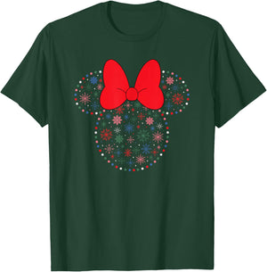 Disney Minnie Mouse Icon Christmas Holiday Lights Snowflakes T-Shirt - T-Shirt | Forest