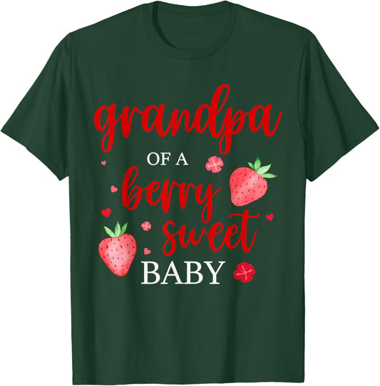 Grandpa Of A Berry Sweet One Strawberry Baby First Birthday T-Shirt - T-Shirt | Forest