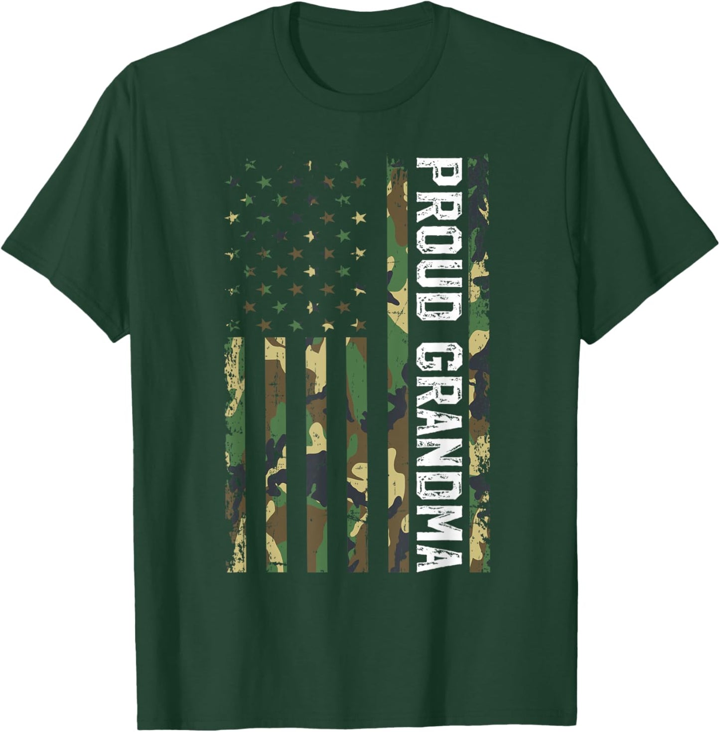 Proud Grandma Of A Soldier Grandma Military Grandma US Flag T-Shirt - T-Shirt | Forest