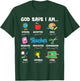Funny God Says Im Teacher Christian Back To School Religious Men Women T-Shirt - T-Shirt | Forest