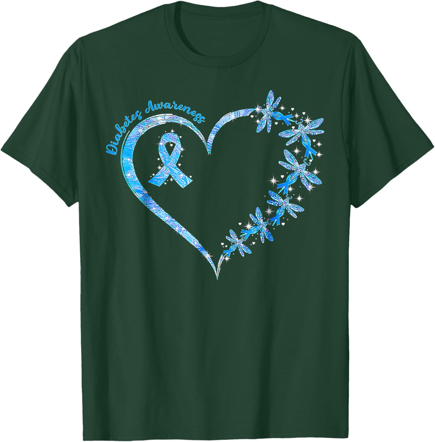 In November We Wear Blue Cure Diabetes Awareness Love Heart T-Shirt - T-Shirt | Forest