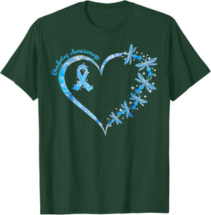 In November We Wear Blue Cure Diabetes Awareness Love Heart T-Shirt - T-Shirt | Forest