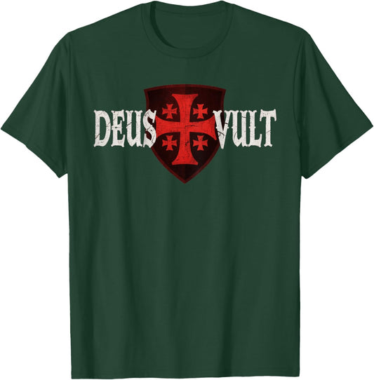 Deus Vult - Christian - Jerusalem Cross T-Shirt - T-Shirt | Forest