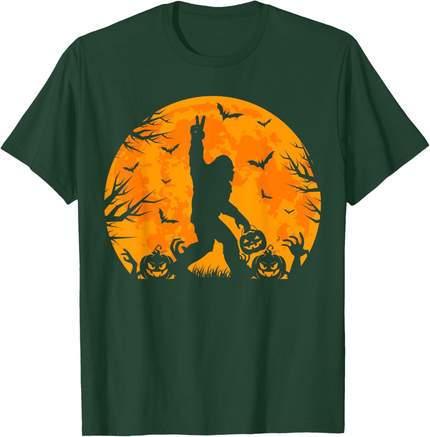 Spooky Halloween Bigfoot Pumpkin Funny Halloween Sasquatch T-Shirt - T-Shirt | Forest