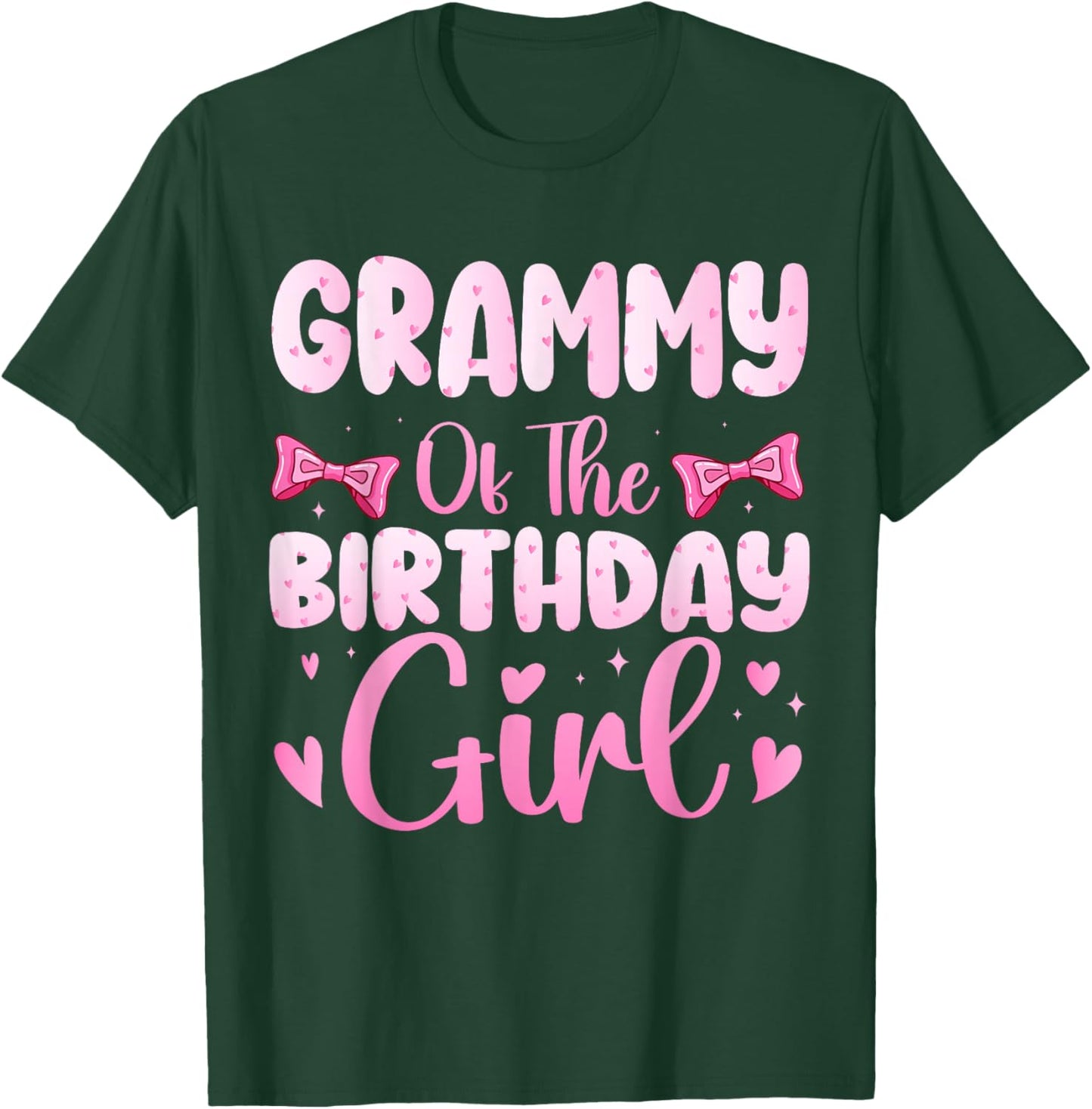 Grammy of The Birthday Girl Family Pink Coquette Bow T-Shirt - T-Shirt | Forest