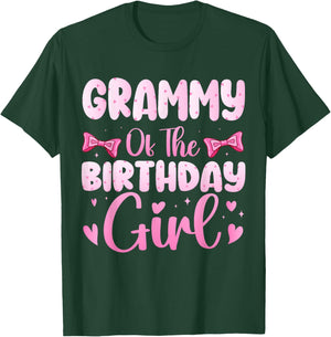 Grammy of The Birthday Girl Family Pink Coquette Bow T-Shirt - T-Shirt | Forest