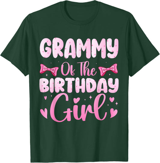 Grammy of The Birthday Girl Family Pink Coquette Bow T-Shirt - T-Shirt | Forest
