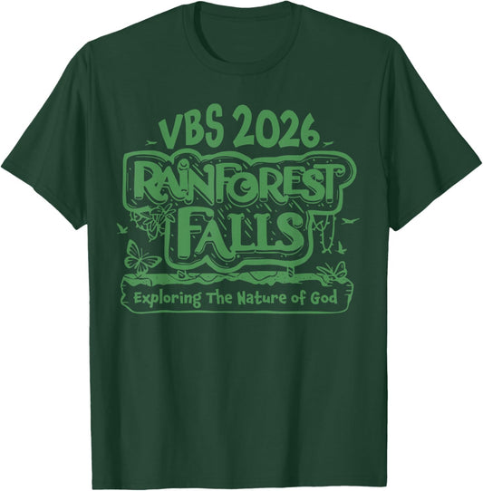Rainforest Falls VBS 2026 Exploring The Nature of God Bible T-Shirt - T-Shirt | Forest