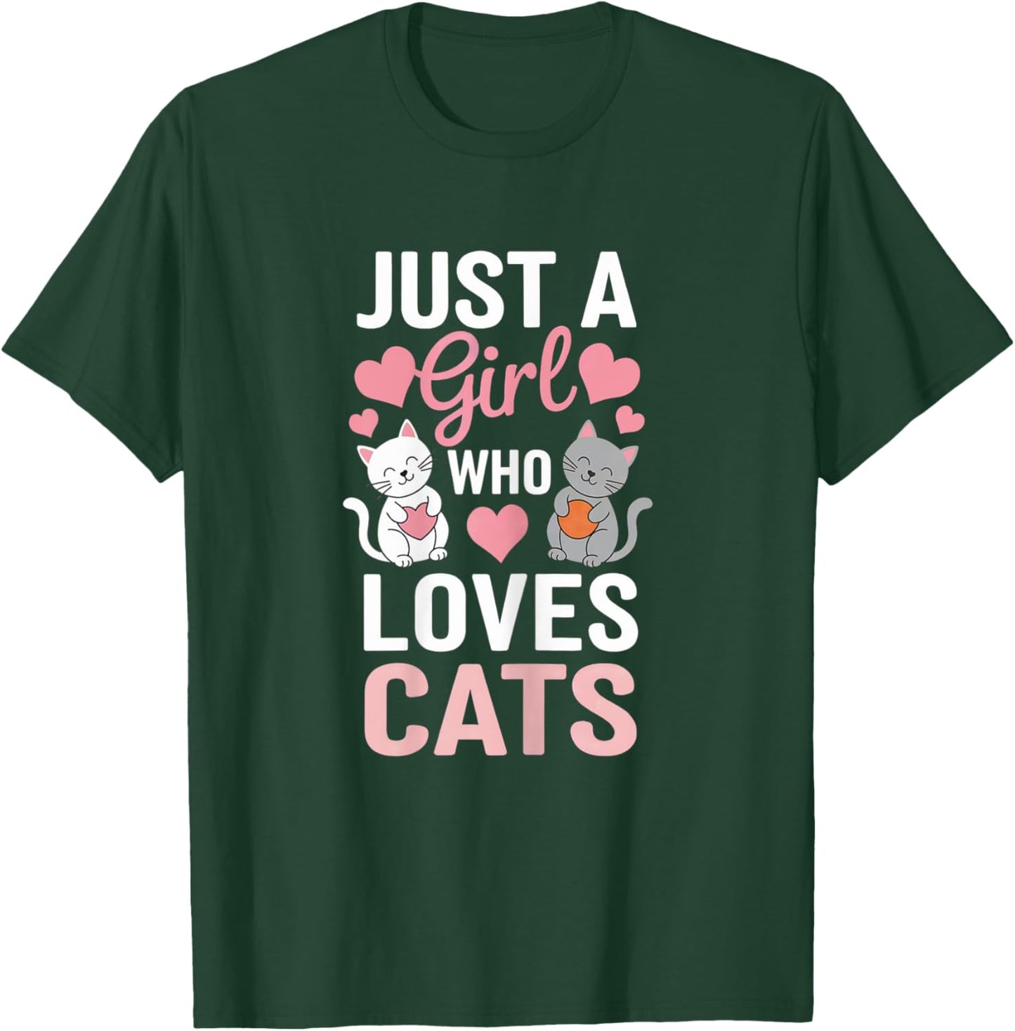 Kitten Just a girl who loves Cats Shirt Cute Cat Lover Heart T-Shirt - T-Shirt | Forest