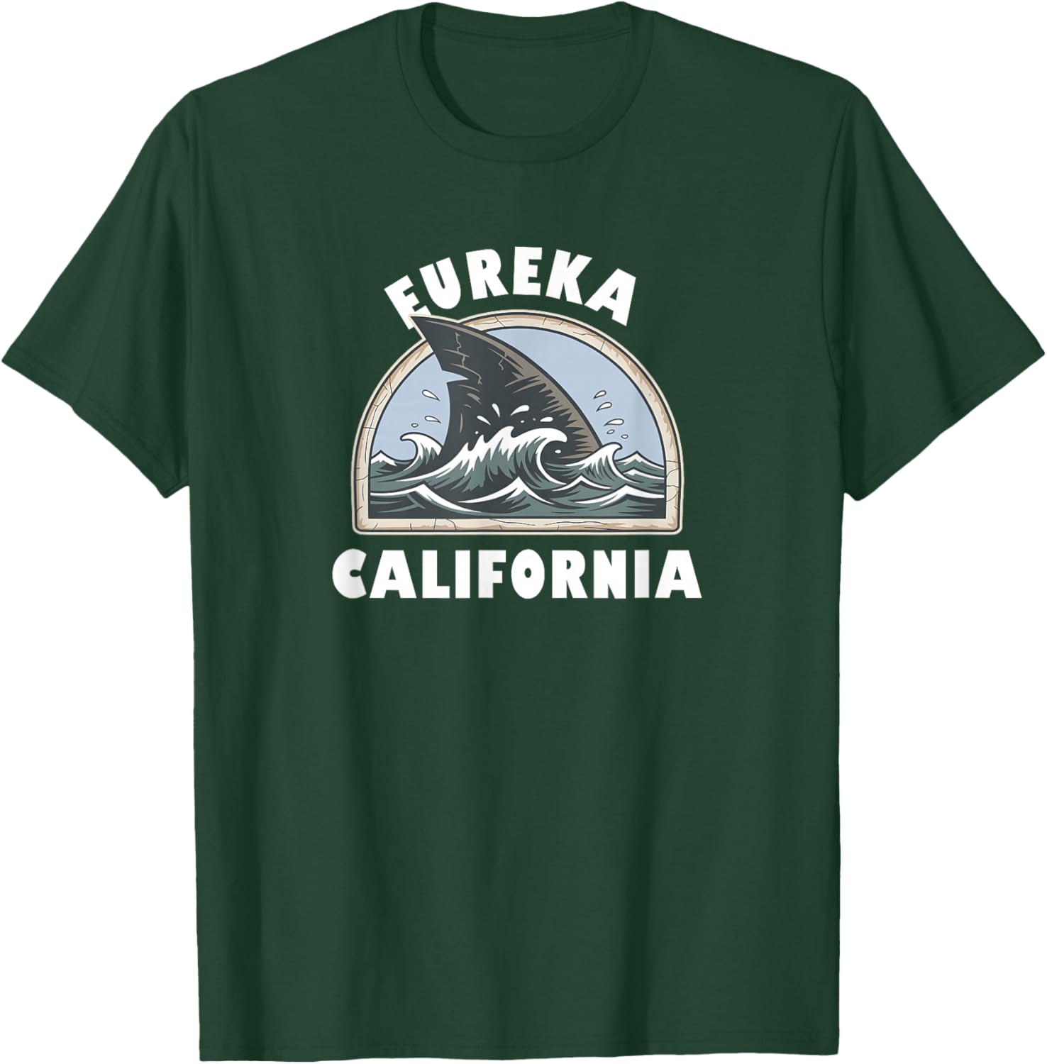 Eureka California Swimming Shark Fin Vacation Souvenir T-Shirt - T-Shirt | Forest