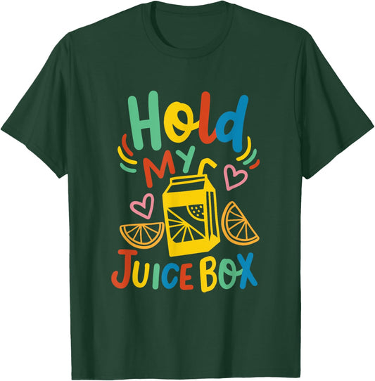 Retro Funny Toddler Kids Cute Boys Girls Hold My Juice Box T-Shirt - T-Shirt | Forest