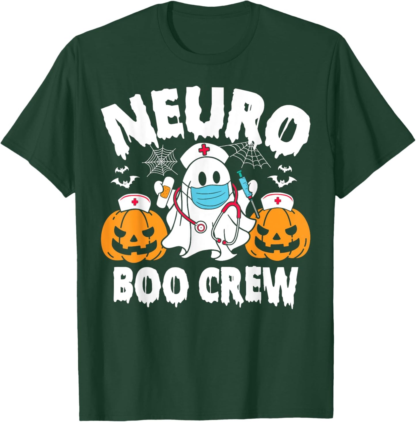 Neuro Nurse Boo Crew Retro Halloween Neurology Nurse T-Shirt - T-Shirt | Forest