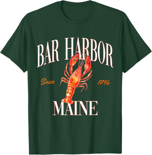 Bar Harbor Maine Est. 1796 Lobster Souvenir Vintage Retro T-Shirt - T-Shirt | Forest