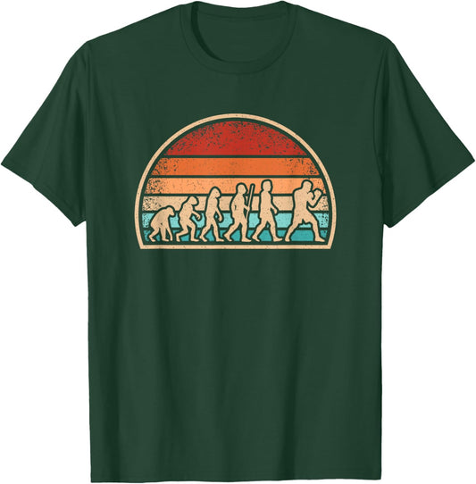 Boxing Evolution Retro Boxer Vintage Fight Sport Men Boys T-Shirt - T-Shirt | Forest