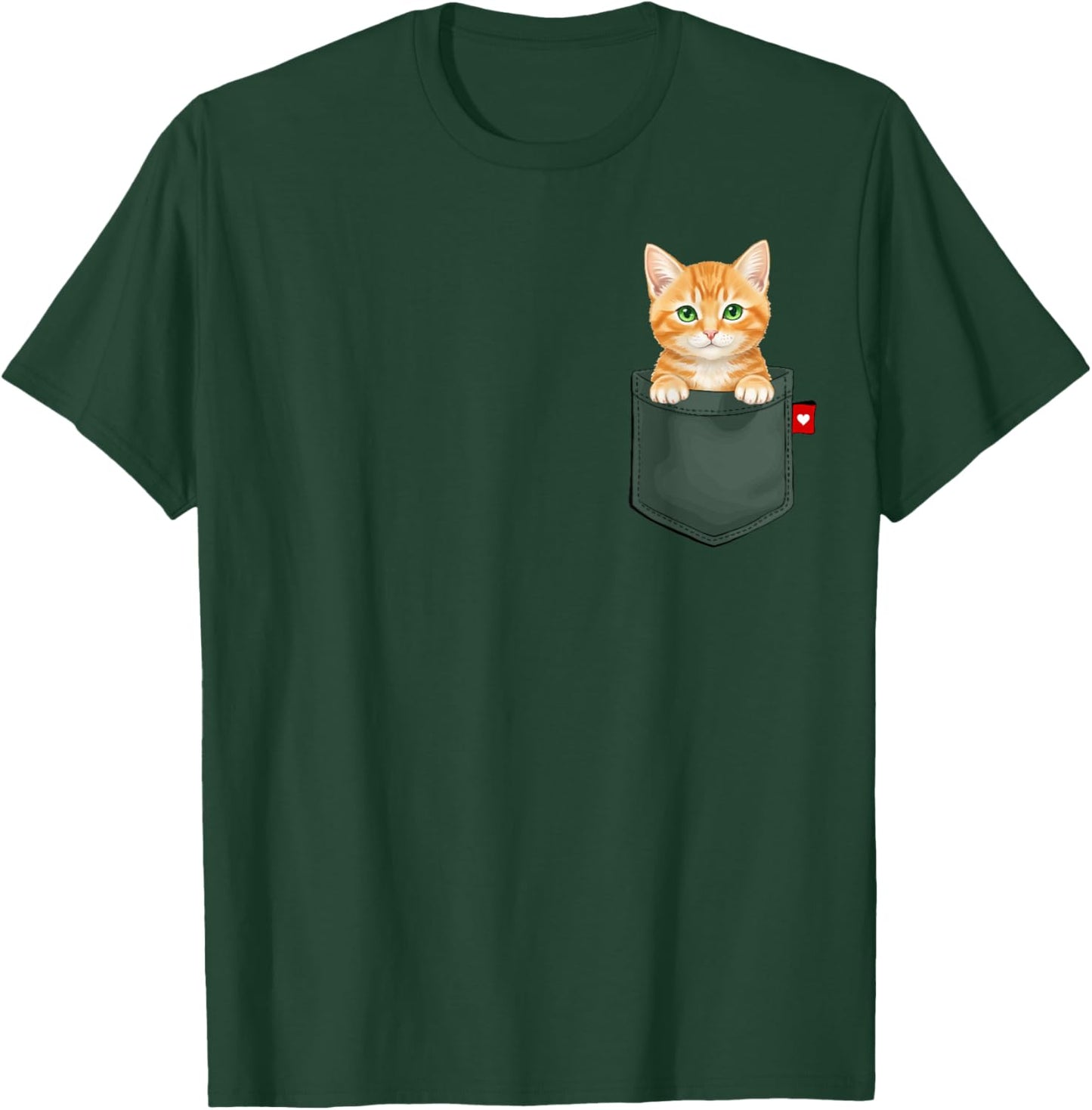 Red Cat in Pocket T-Shirt - T-Shirt | Forest